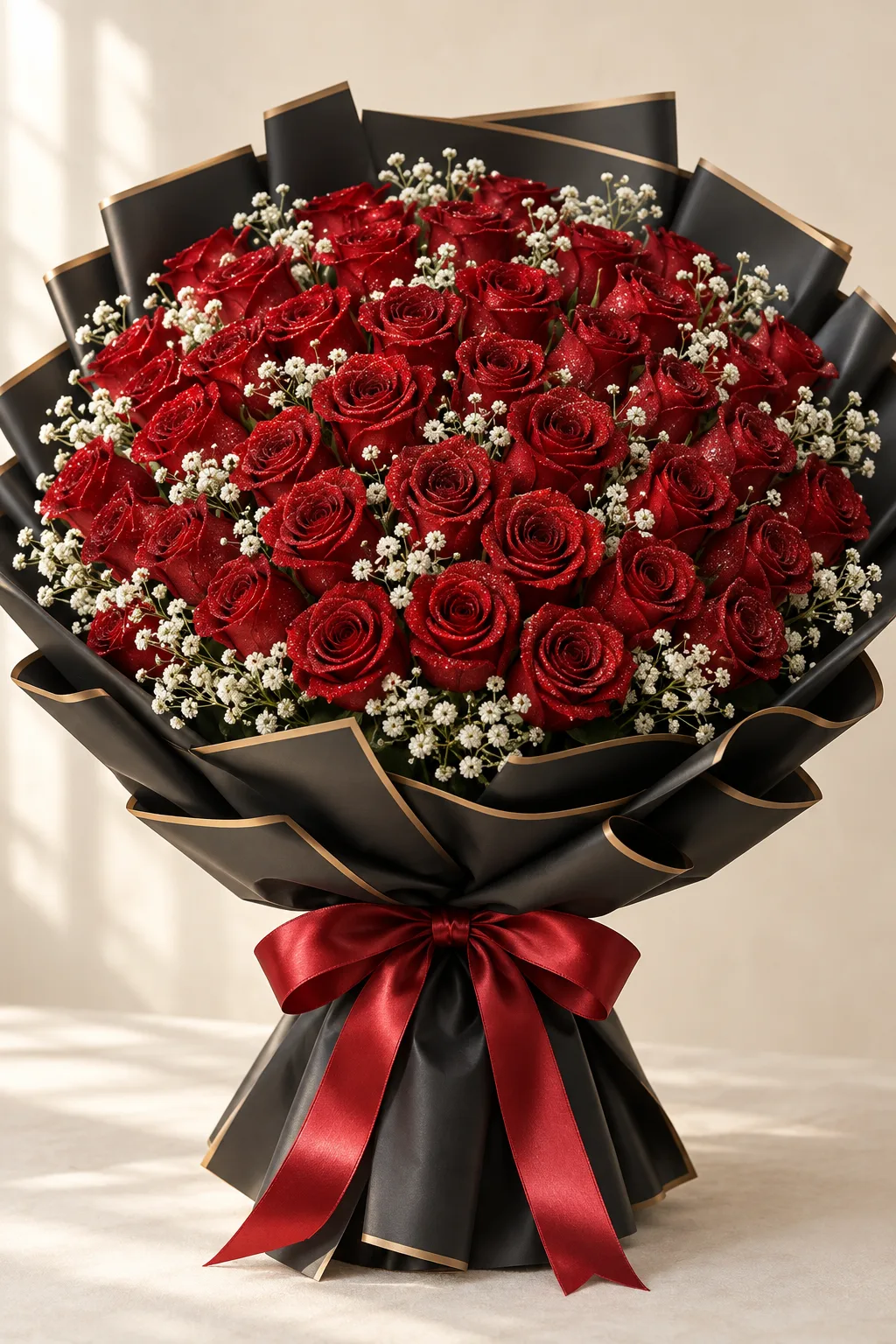 Custom red glitter roses